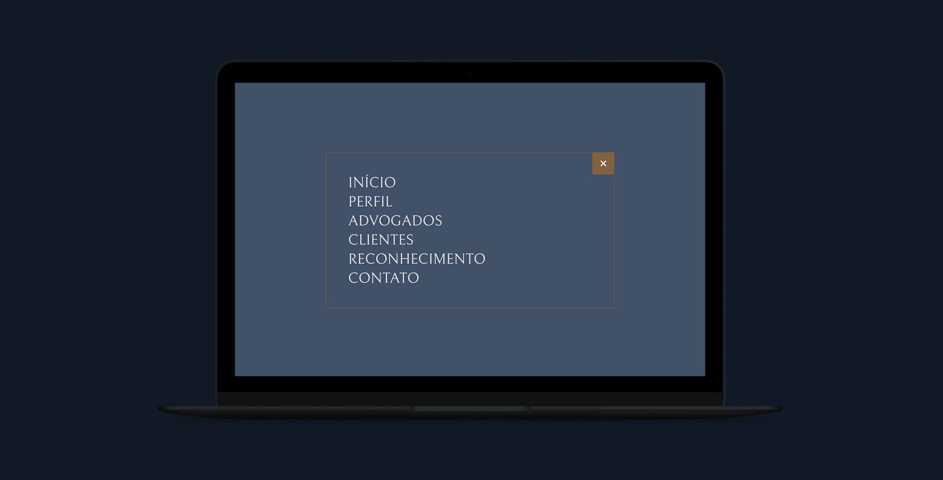 Simulação de menu ativo no site JCL Telles Advocacia.